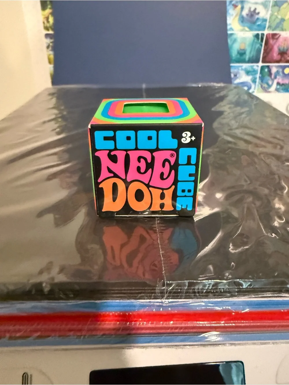 Neon Multi-Color Cube Toy with Bright Green Center